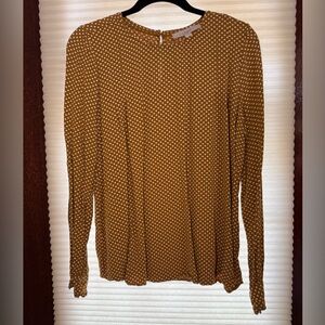 SOLD LOFT Mustard Polka Dot Blouse